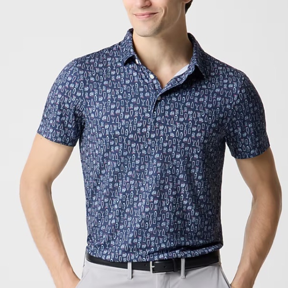 J Crew Printed Performance Polo Shirt Nwot